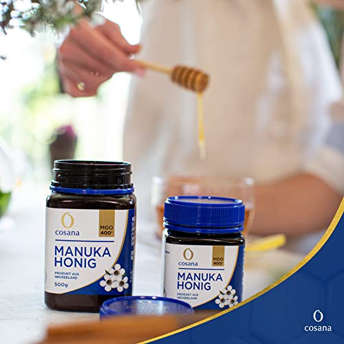 Cosana Manuka Honig 400 MGO + 500g – 100% Pur - Abgefüllt, versiegelt und zertifiziert in Neuseeland