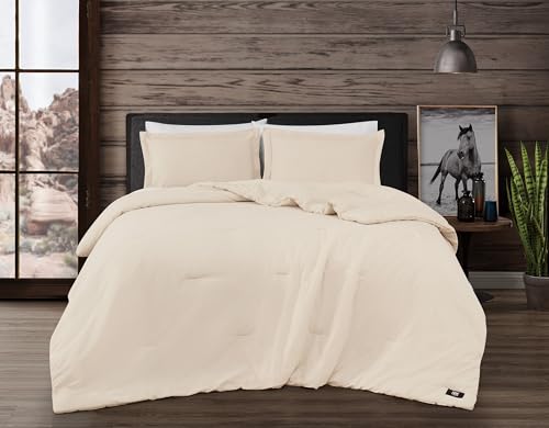 Frye Vintage Washed 100% Cotton 3-Piece King Comforter Set in Natural, Solid Color, Oeko-TEX