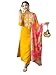 Naixa Women's Rayon Embroidered Straight Kurta with Pant and Dupatta Sets (NX-506-Yellow-XS)