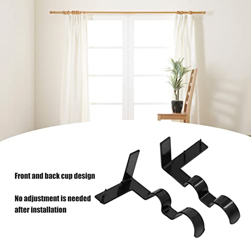 Gardinenstangenhalter, Dual Cup 20lb Tragfähigkeit Einfache Installation 2 Stk. Robuste, Langlebige Doppel-Gardinenstangenhalterung für den Innenbereich (Schwarz)