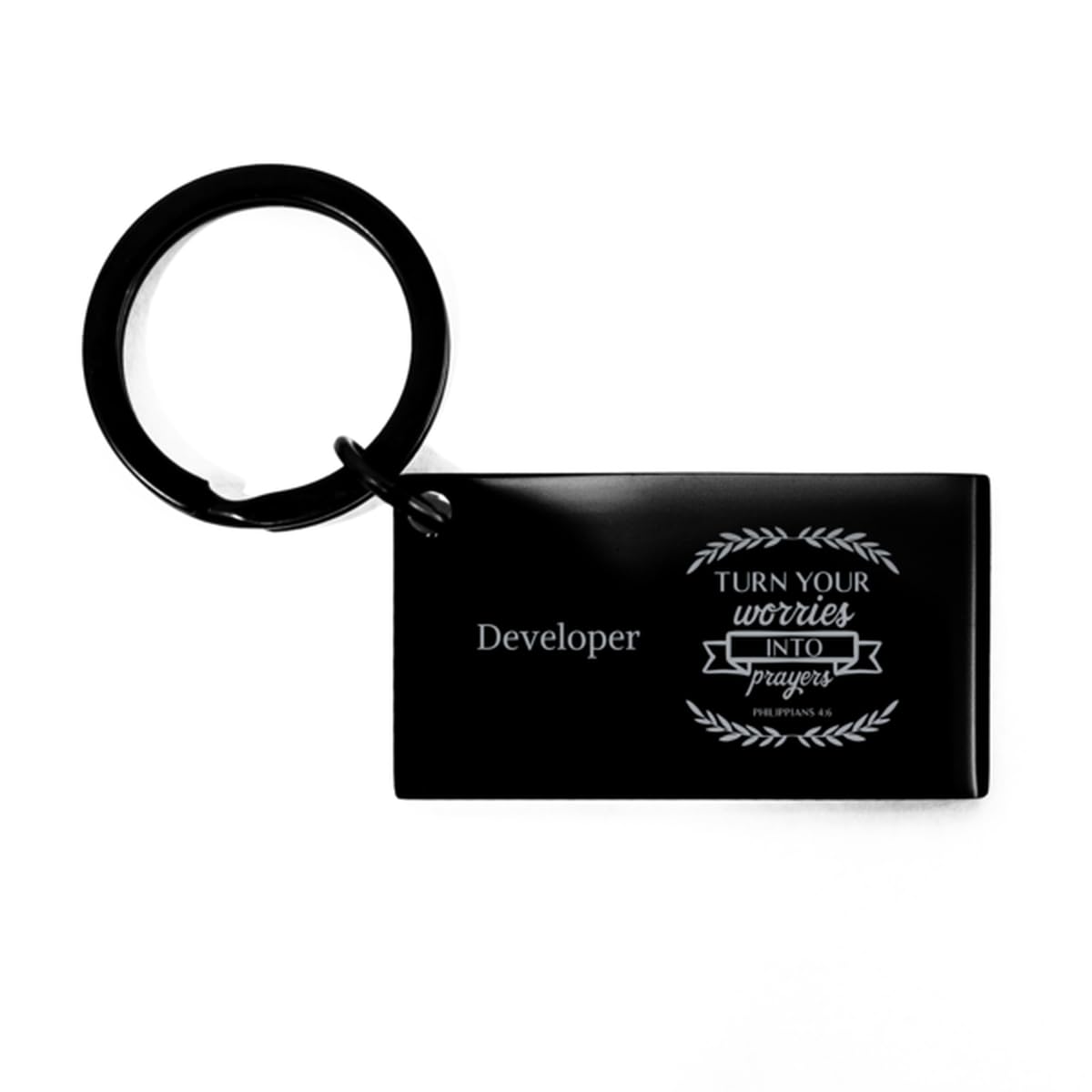 Inspirational Developer Bible Verse Keyring Gifts for Men Women, Developer Turn Your Worries into Prayers - Philippine 4:6 Graduation for Developer Keychain Religious Quotes Christian Christmas