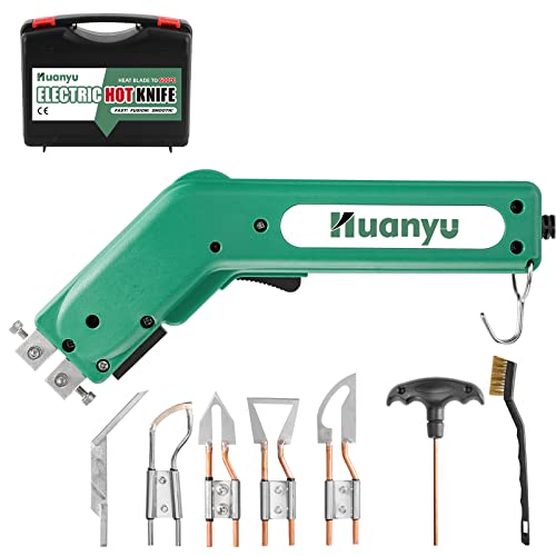 Huanyu Electric Hot Knife Rope Cutter Fabric Cutting Tool Kit 4 Blades Pro Fabric Cutter 600Â° C Heat Cutter 100W Heat Sealer for Sponge Cloth Board Webbing Continuous working