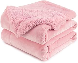 Anjee Sherpa Fleece Throw Blanket, Double-Sided Super Soft Reversible Bed and Couch Blanket, Warm and Lightweight Home Decoration Blanket, Pink for Single Size 130 x 150cm