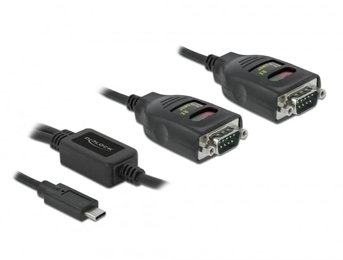 DeLOCK 90494 cable de serie Negro 0,35 m USB Type-C RS-232 DB9