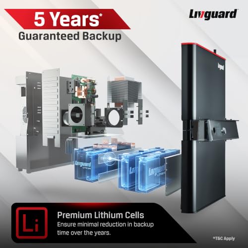 Image of Livguard Lithium-X - 1250VA Pure Sine Wave Inverter with 100Ah Li-ion Battery| Wall-Mount |LCD Display | 5 Years Warranty