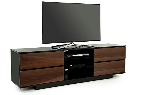 Centurion Supports Avitus Premium High Gloss Black with 4-Walnut Drawers and 3-Shelf 32-65 LED/OLED/LCD TV Cabinet