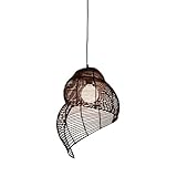 CraftThink LED Pendant Lighting, Rattan Coastal Spiral Shell Pendant Lighting 1 E26 Bulb Bistro Suspended Ceiling Lighting Fixture in Brown for Living Room Bedroom Dining Room Bar Restaurant, 14