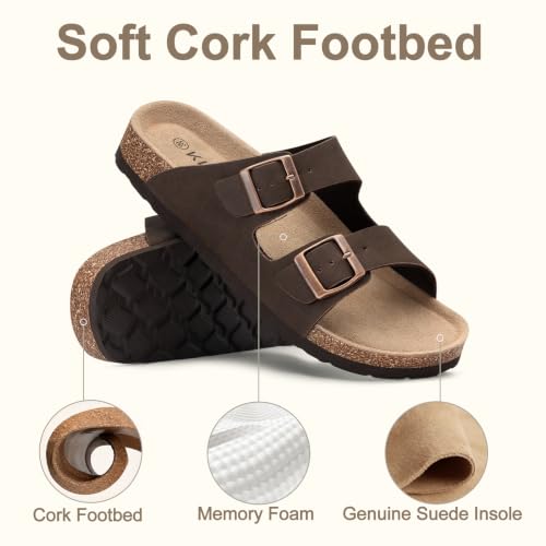Image of KIDMI Women's Cork Footbed Casual Summer Sandals with Mild Arch Support