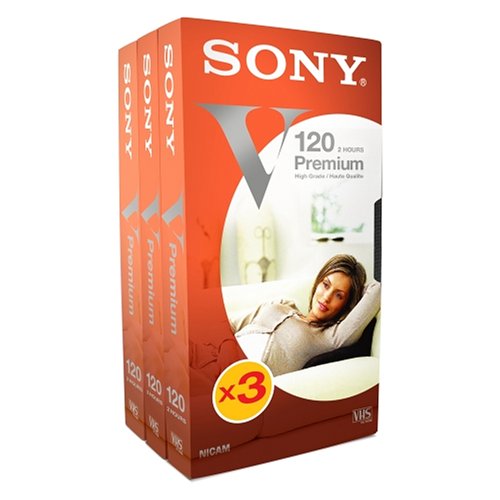 Sony Cassette VHS Série V Premium Pack de 3 120 minutes 3E120V