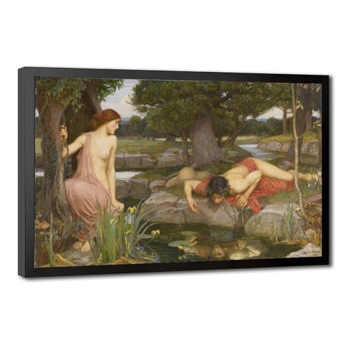 Tableau Echo et Narcisse de Waterhouse - Impression sur toile pour salon 20x30 cm