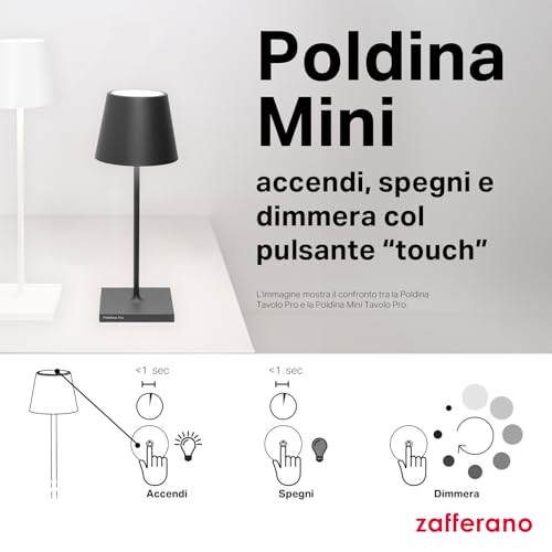 Zafferano Poldina Mini Lampada Da Tavolo A Batteria IP65 Sabbia - 6
