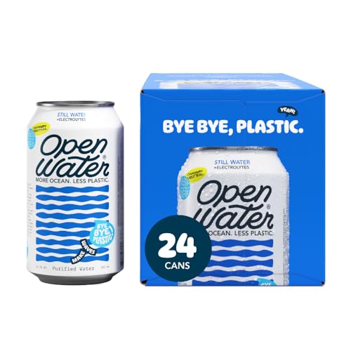 Open Water Still 12oz cans (2 cases, 24 cans) - Sustainable Aluminum Canned Still Water With Electrolytes - 7.0 pH Balanced BPA-Free Ultra-Purified Water