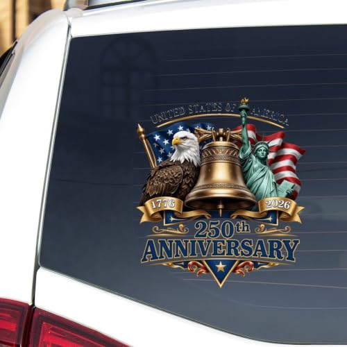 Image of 2pcs USA 250th Anniversary Car Window Stickers and Decals Patriotic | 1776-2026 Window Decal for Vehicles Laptop Stickers 250 Years Vinyl Bumper 10 inch