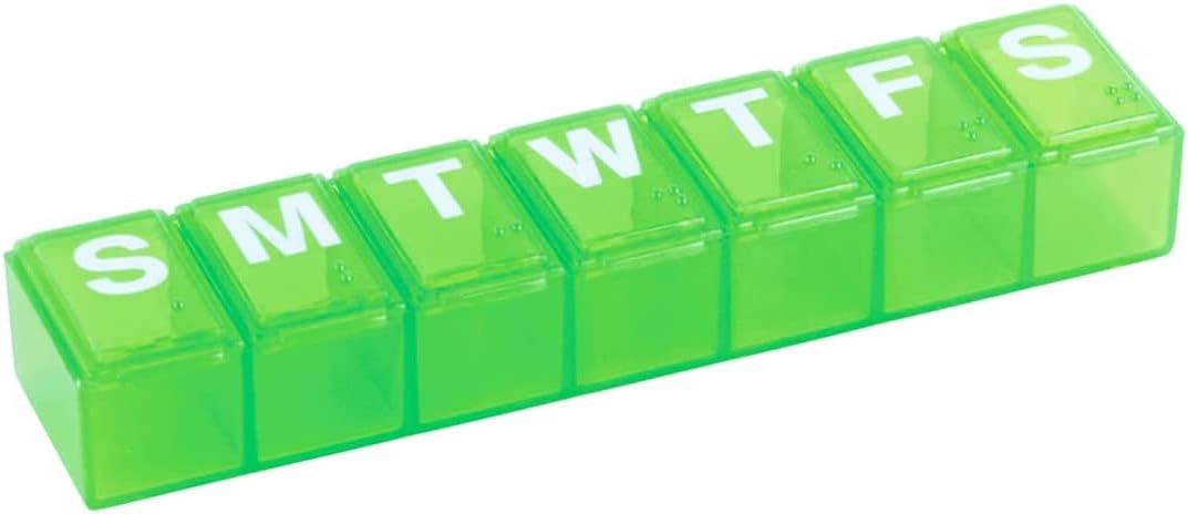 EZY DOSE Weekly (7-Day) Pill Organizer, Daily Vitamin Planner, Medicine Container, Case for Supplements and Fish Oils, Medium Compartments, Colors May Vary