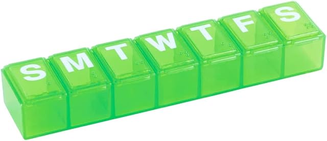 Ezy Dose Weekly (7-Day) Pill Organizer, Medium Planner, Colour May Vary | Compact Daily Vitamin & Supplement Medicine Case, Pop Up Compartments, Convenient and Easy to Use, Travel-Friendly, BPA-Free
