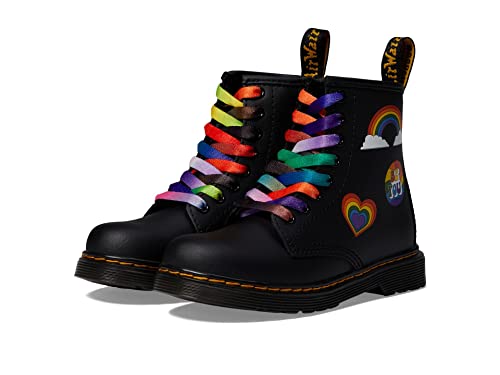 Image of Dr. Martens Kid's Collection 1460 Lace Up Fashion Boot (Little Kid /Big Kid) - Boots for Kids - Rubber Outsole for Pride Patches Print Hydro 13 UK (US 1 Little Kid) M