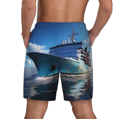 Men's Swim Trunks Quick Dry Board Shorts Ocean Ferry Boat Beach Shorts with Pocket Bathing Suits for Men3