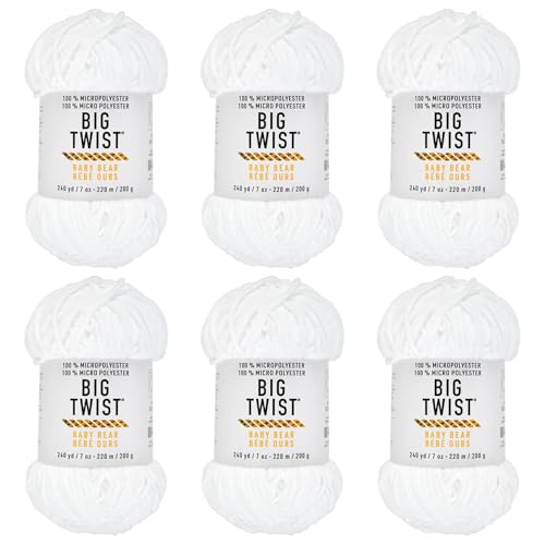 Big Twist Cozy Cub Yarn by Loops & Threads – Super Bulky (6) 100% Polyester Chenille Yarn, Soft & Plush for Knitting & Crochet Blankets, Hats, Scarves & Crafts, 241 yd - 7 oz Skein, 6 Pack