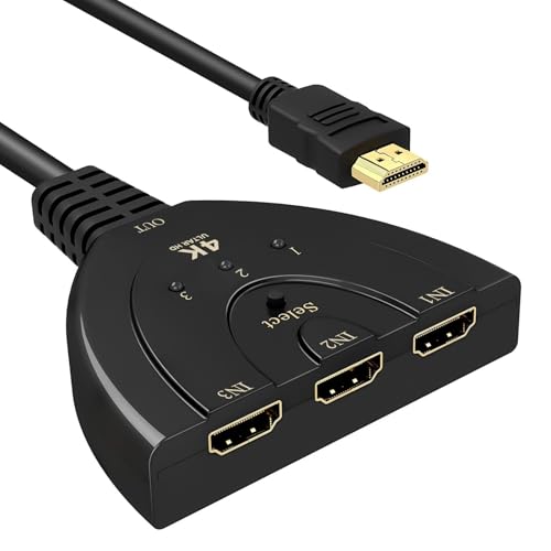 LAIVIYA HDMI Splitter, 4K 30Hz AdaptadorHDMI, DistribuidorHDMI 3 Salidas, HDMI Switch, Adaptador DobleHDMI para Hdtv/Ps3/4/5/Apple TV/Fire Stick/BLU-Ray DVD-Player Selectores de Audio y Vídeo