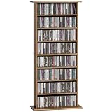 HOMCOM Custodia per CD e DVD, 8 scomparti, 58x24x126,3 cm, Noce