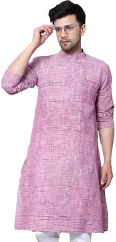 LATEST CHIKAN Men's Cotton Regular Textured Long Kurta Full Sleeves - Casual Ethnic Wear