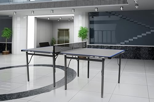 Image of Stag Midi Series Table Tennis Table - Mid-Size Portable Indoor /Outdoor Ping Pong Table, Foldable Space-Saving Design (SI-MIDITable-(Bluegrey)-M24)