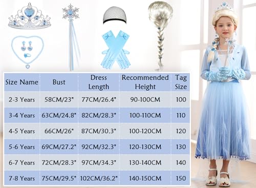 Itvti Elsa Costume Toddler Girls Snow Princess Dress Blue Cosplay Outfit With Wig For Halloween Birthday Party Christmas thumb #5