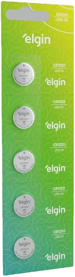 Bateria de litio CR1220 cartela com 5 unidades 3v Elgin, Elgin, Baterias