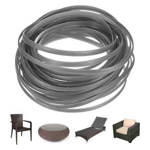 M METERXITY 1-Pack Wicker Repair Kit 5mm x 33ft/10m Plastic Flat Rattan Replacement Supplies for Patio Furniture Repair/Basket Making/Chair Weaving Synthetic Woven Rattan [Light Gray]
