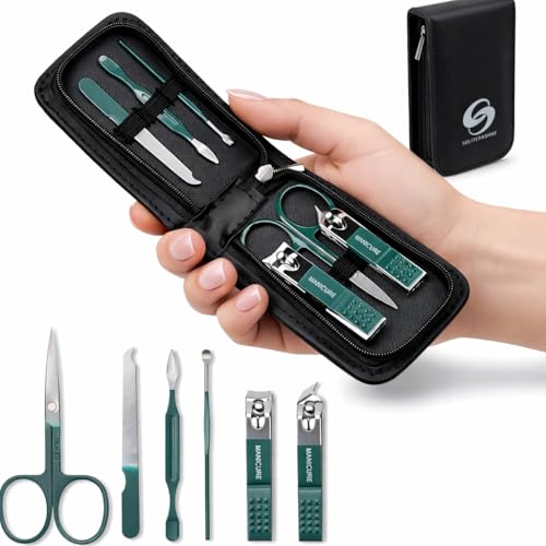 Kit Manicure Pedicure 6 Pezzi con Custodia, Set Unghie con Tagliaunghie, Forbicine e Pinzette, Compatto e Portatile per Uomo Donna, Cura Mani e Piedi da Viaggio