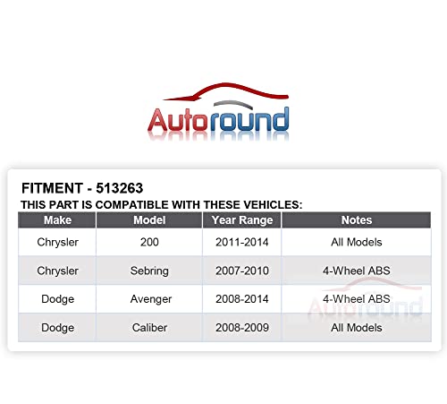 Autoround 513263 [2-Pack] Front Wheel Hub And Bearing Assembly Fit For Chrysler 200 2011-2014, Sebring/Cirrus 2007-2010, Dodge Avenger 2008-2014 5 Lug (Abs Encoder) #TOP2