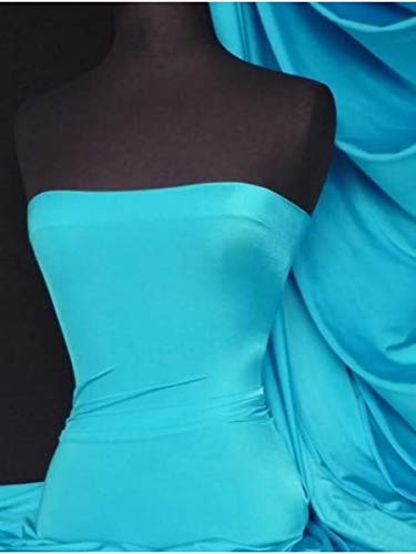 Premium Quality Shiny Elastane Material | 4 Way Stretch | Dressmaking, Swimwear, Leotards | Sold by The Metre | 50+ Colours in Stock | Same Day Dispatch | by Tia Knight (Q54) (Turquoise Blue) — image 1