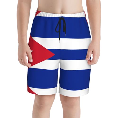 Cuban Flag Youth Beach Pants, Soft and Breathable, with Drawstring Waist, Suitable for Sports and Leisure.3