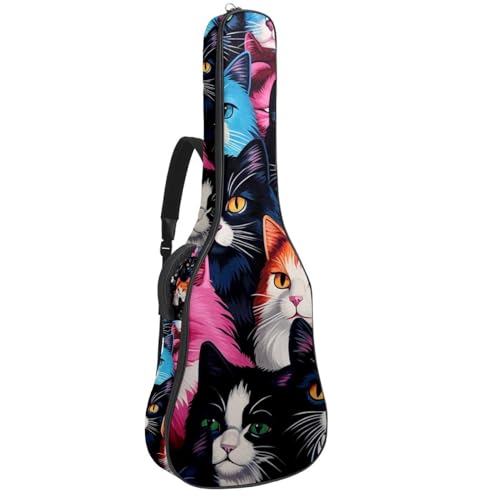 Sac pour guitare acoustique chat coloré étanche 42.9 pouces
