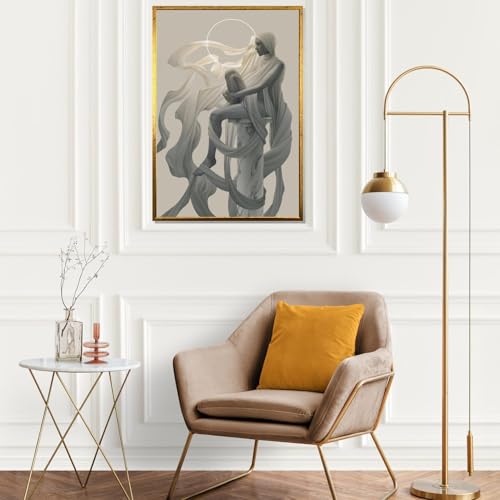 Figure drapée blanche éthérée tableau minimaliste pour sublimer un salon épuré