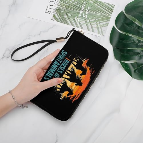 Horses Are My Spirit Animals Clutch Wallet Wristlet Long Handbag PU Leather with Card Slots Cash Coin Pocket for Women Men4