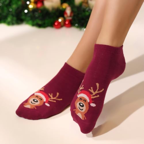 Image of Mint & Oak Low Cut Ankle Women Socks, Christmas Gift Quirky Socks For Friends, Cute Funky Socks, Christmas Secret Santa Gifts For Women