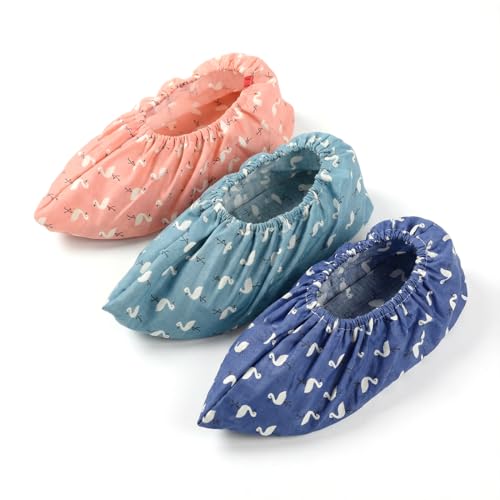 YAZWUR 3 Paare Waschbare Entenschuhüberzieher, Schuhschutz Überzieher mit Rutschfester Sohle, Teppichschutz für die Hausreinigung, für die meisten Erwachsenen.