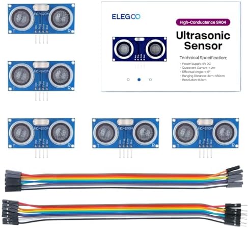 Elegoo HC-SR04 Ultrasonic Module Distance Sensor for Arduino UNO MEGA2560 Nano Robot XBee ZigBee, Set of 5