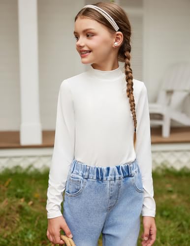Arshiner Girls Long Sleeve Mock Turtleneck Shirts Slim Fit Casual Base Layer Top Tee2