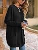Famulily Women's Long Sleeve Tunic Tops Crew Neck Solid Color Blouses Loose Fit Ladies Lightweight Soft Shirts Black XXL #1