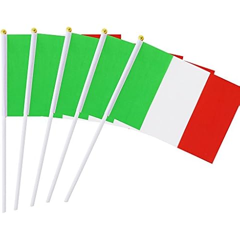 Kind Girl 25 Pack Hand Held Small Mini Flag Italy Flag Italian Flag Stick Flag Round Top National Country Flags,Party Decorations Supplies for Parades,World Cup,Festival Events,International Festival Cover