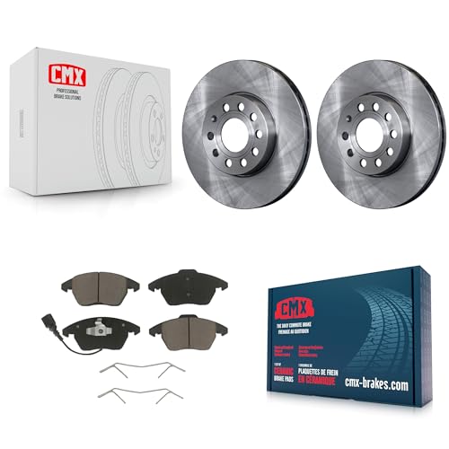 CMX Front Disc Brake Rotors And Ceramic Pads Kit Replacement For Volkswagen Jetta Golf Beetle Rabbit Audi Eos A3 GTI Quattro K8C-100081 by CMX - Used condition - CA$106.91