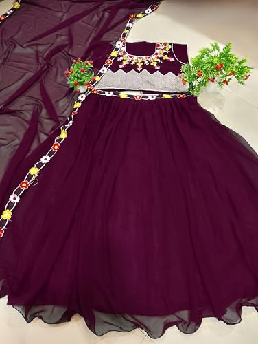 Image of Women's Sequins Thread Embroidered Georgette Semi Stitched Lehenga Choli With Dupatta (5124-Women-Lehenga-Choli-Latest)