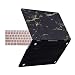 HDE MacBook Air 13" Case Marble Designer Hard Shell Rubber Coated Plastic Cover with Keyboard Skin Fits Models A1369 / A1466 (Black and Gold)