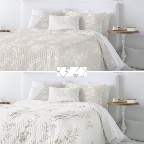 Fundeco Colcha bouti Modelo July Reversible para Primavera Verano (Beige, Cama 180 (270 x 270 cm.))