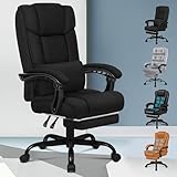 ALFORDSON Silla de Oficina con Cojín Lumbar XL Silla de Escritorio para Computadora con Reposapiés Respaldo Alto Función de Inclinación Reclinable de 150°,Negro