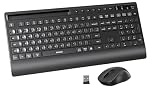 seenda COE201 Wireless Bluetooth Keyboard and Mouse - Full Size Multi-Device Ergonomic Set with Wrist Rest & Phone Holder, Quiet Typing for PC, Laptop, Desktop, Tablet, MacBook, iMac, iPad (Black)