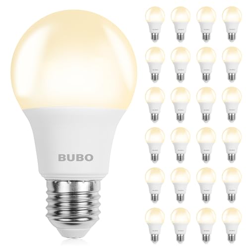 Image of BUBO A19 LED Light Bulbs, 40 Watt Equivalent LED Bulbs, Warm White 3000K, 550 Lumens, E26 Standard Base, Non-Dimmable, 5W Warm White LED Bulbs for Bedroom Living Room Home Office, 24 Pack