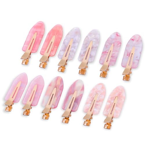 Cptots No Crease Creaseless No Bend Hair Clips For Styling Non Slip Flat Clips For Makeup Hair Accessories For Women,Pink,12 PCS